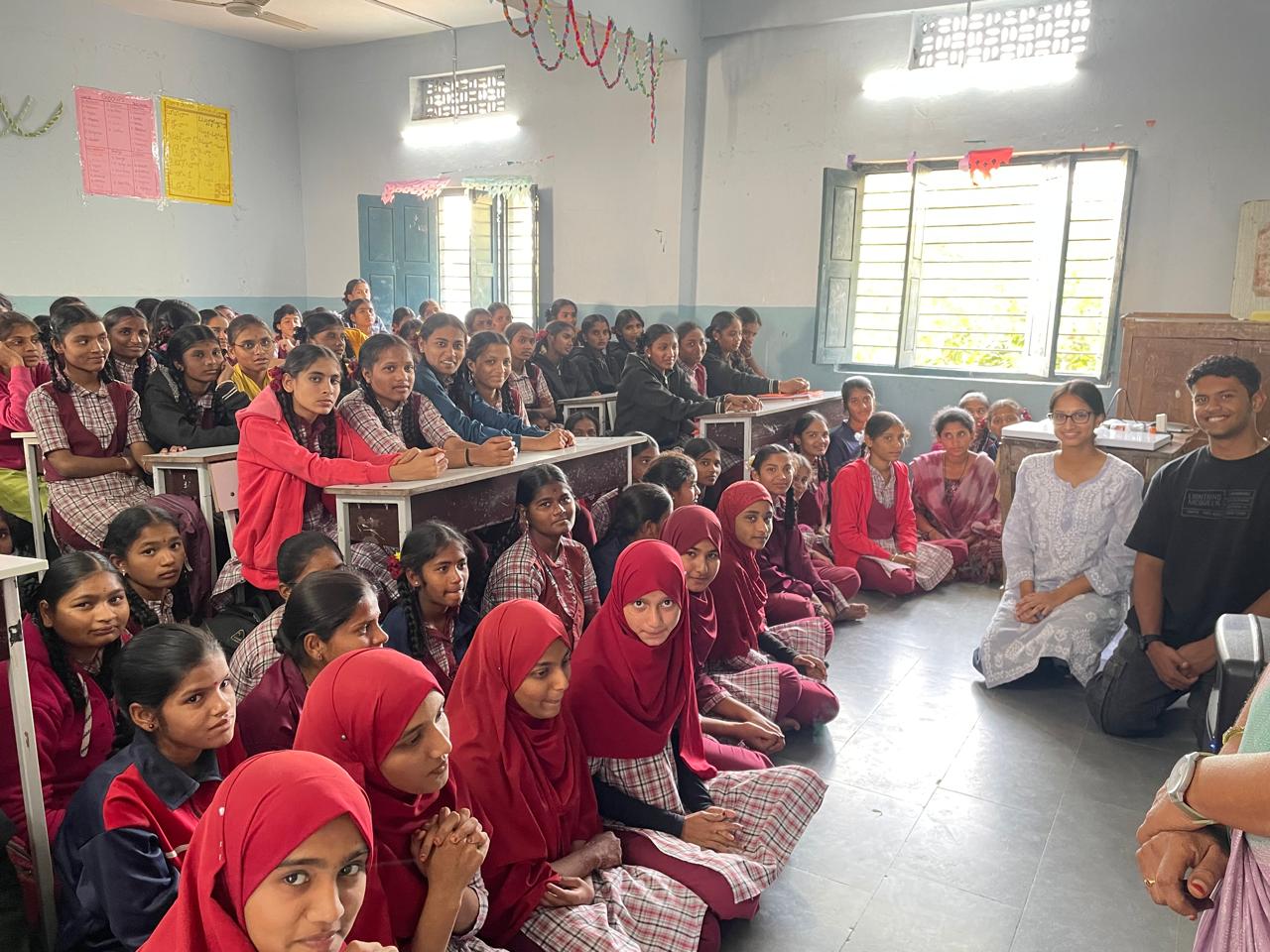 Students gathered for a career-counselling session